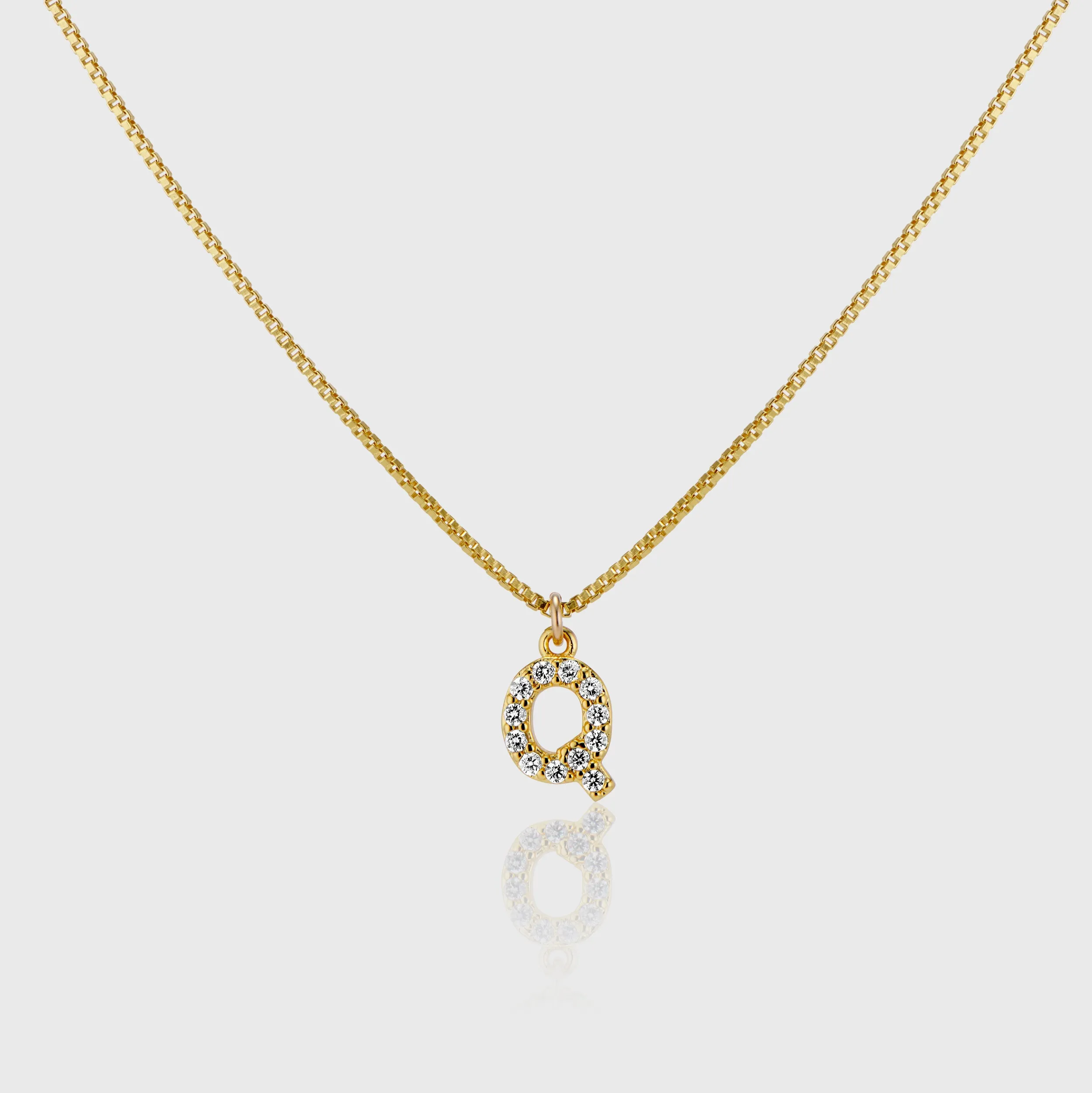 Pave Initial Charm Necklace