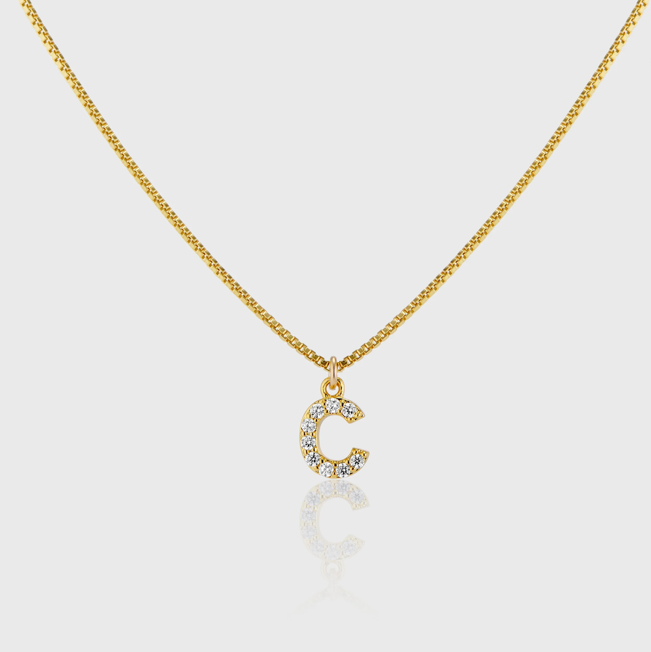 Pave Initial Charm Necklace