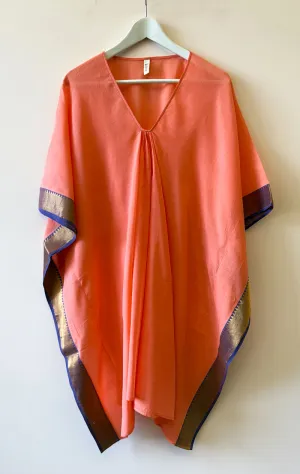 Peach Cotton Caftan with multi border