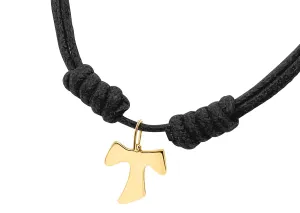 Pendant TAO Cross 14kt Yellow Gold with Leather