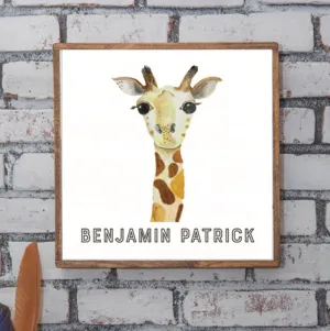 Personalized Giraffe 24” x 24” Wall Art