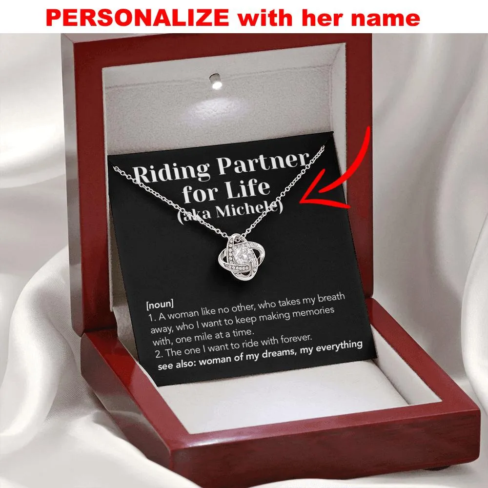 Personalized Riding Partner Meaning Love Knot Necklace