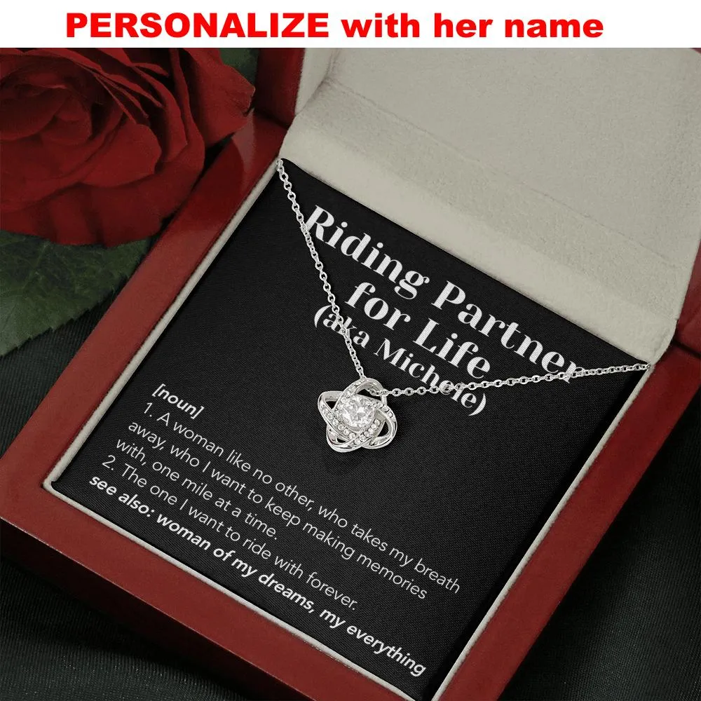 Personalized Riding Partner Meaning Love Knot Necklace