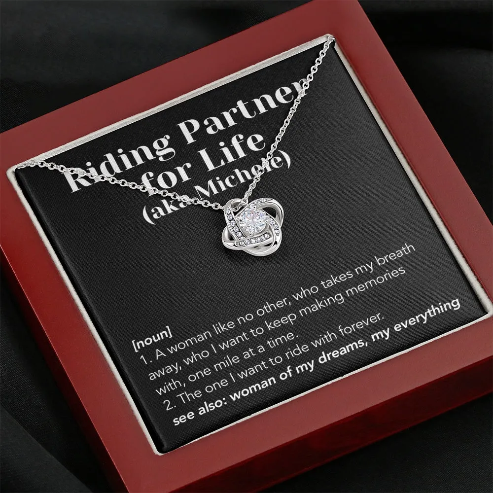 Personalized Riding Partner Meaning Love Knot Necklace