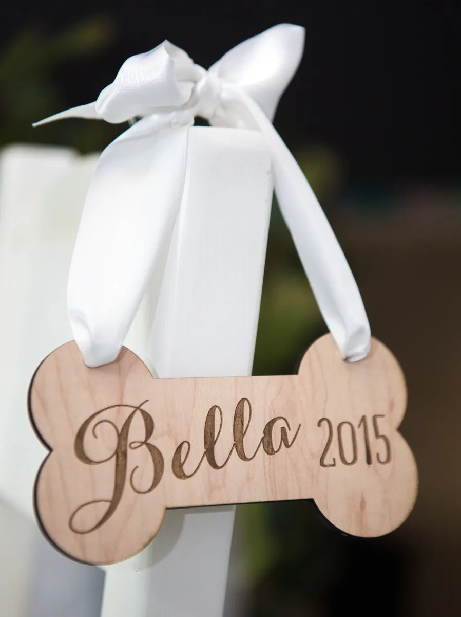 Personalized Rustic Wooden Dog Bone Ornament