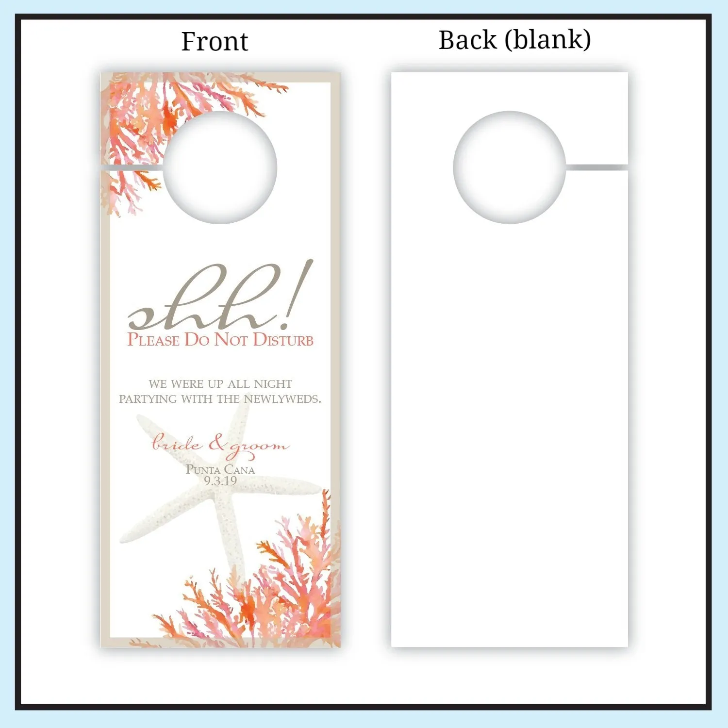 Personalized Wedding Door Hangers - Living Coral