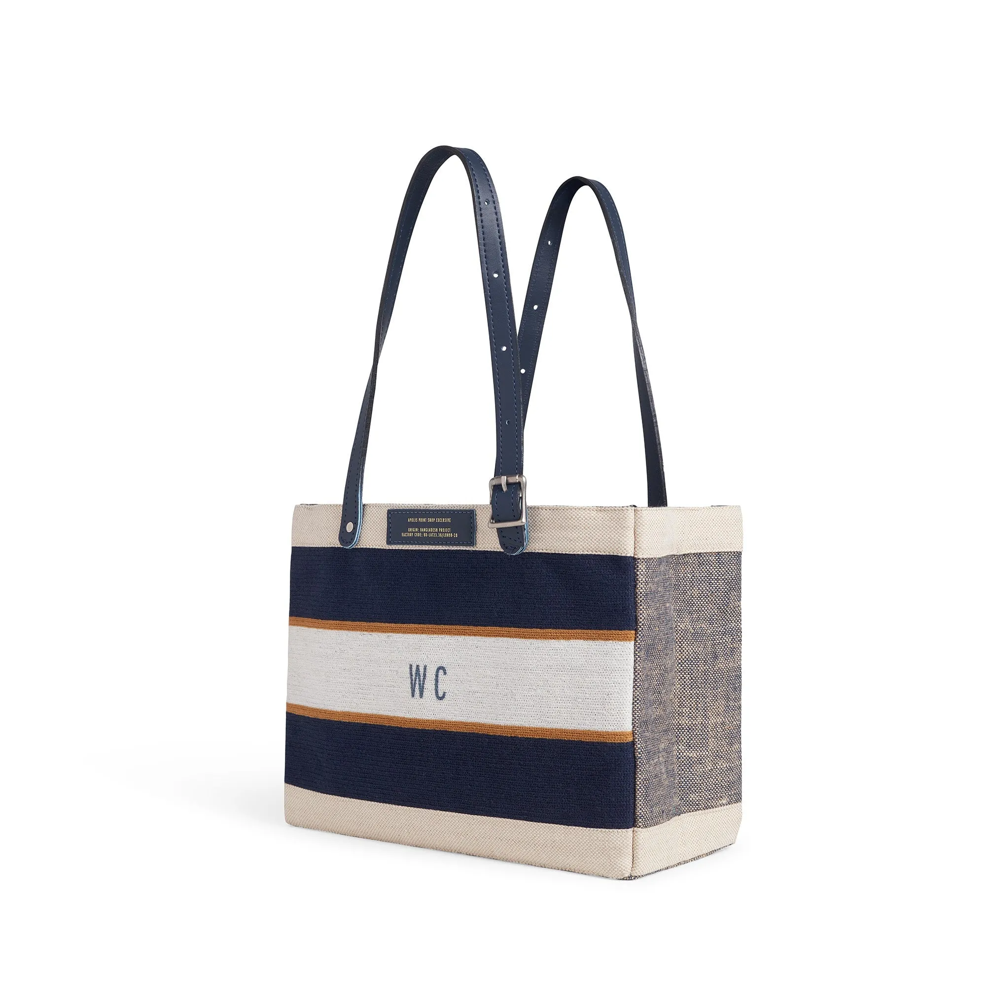 Petite Market Bag in Collegiate Blue Chenille with Adjustable Handle (035CHNNAH)