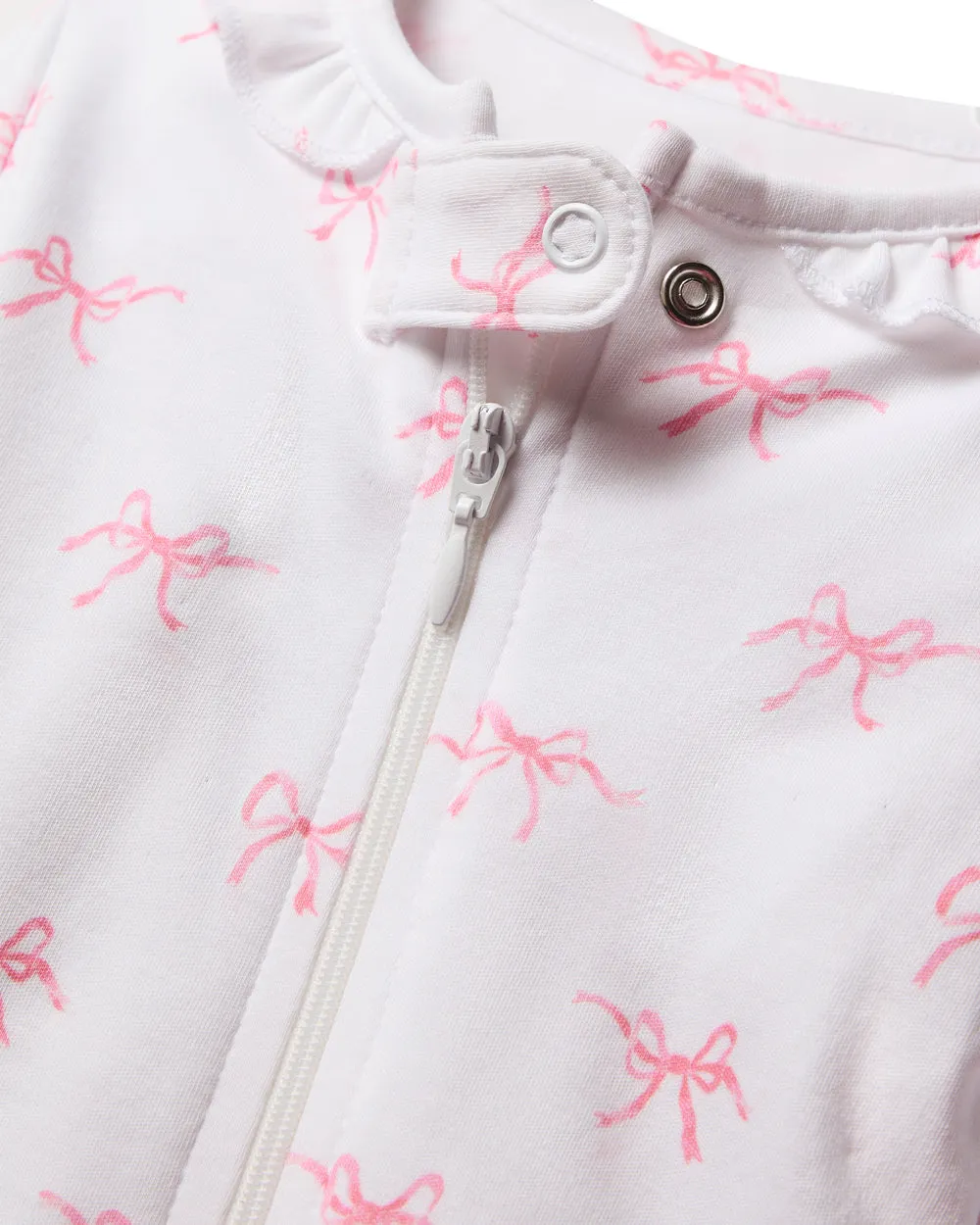Pima Ruffle Collar Romper in Blushing Bows