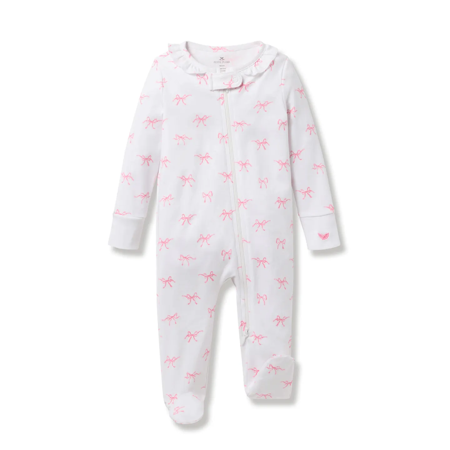 Pima Ruffle Collar Romper in Blushing Bows