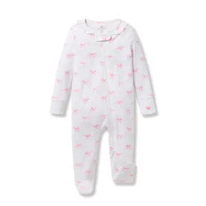 Pima Ruffle Collar Romper in Blushing Bows