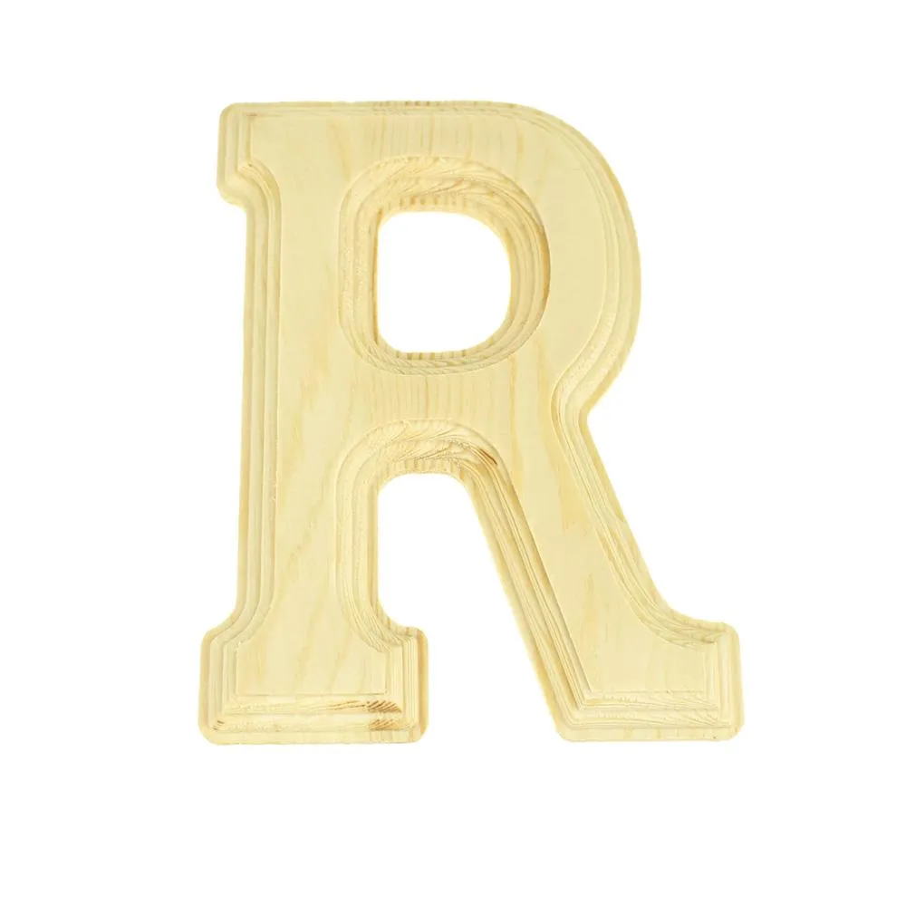 Pine Wood Beveled Wooden Letters and Numbers, 5-13/16-inch, Natural