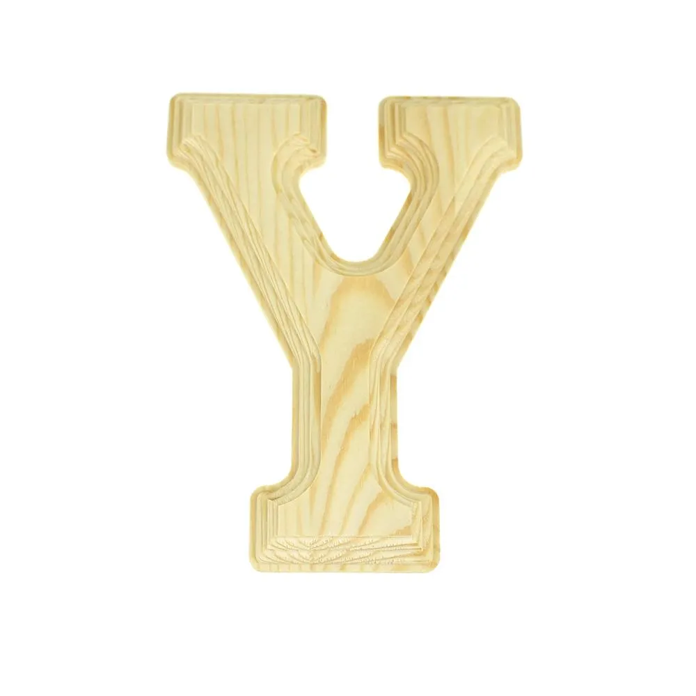 Pine Wood Beveled Wooden Letters and Numbers, 5-13/16-inch, Natural