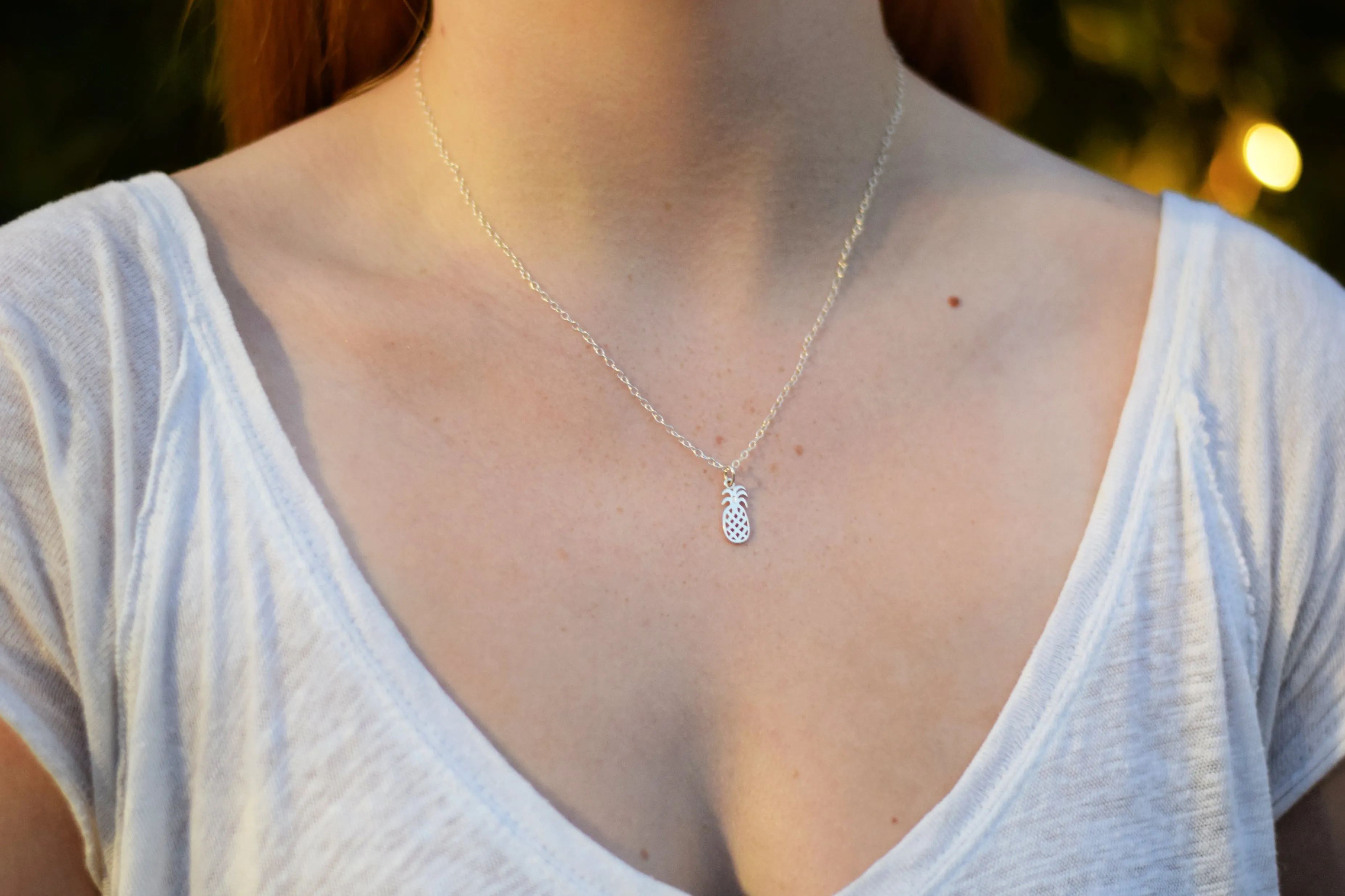 Pineapple Charm Necklace - Sterling Silver Jewelry