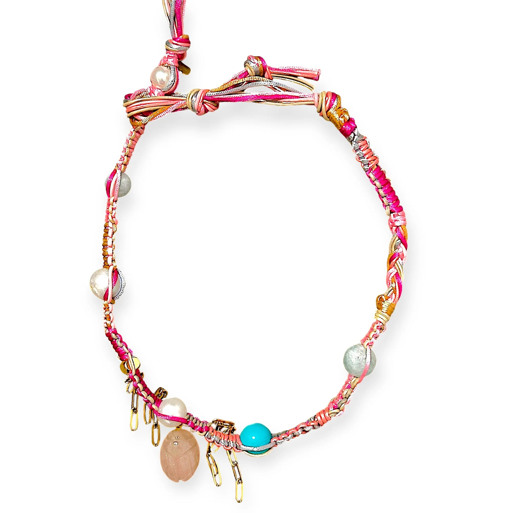 PINK BEACH BARBIE SCARAB ROCKER CHOKER