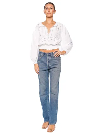 Pixi Embroidered Cotton Cropped Top
