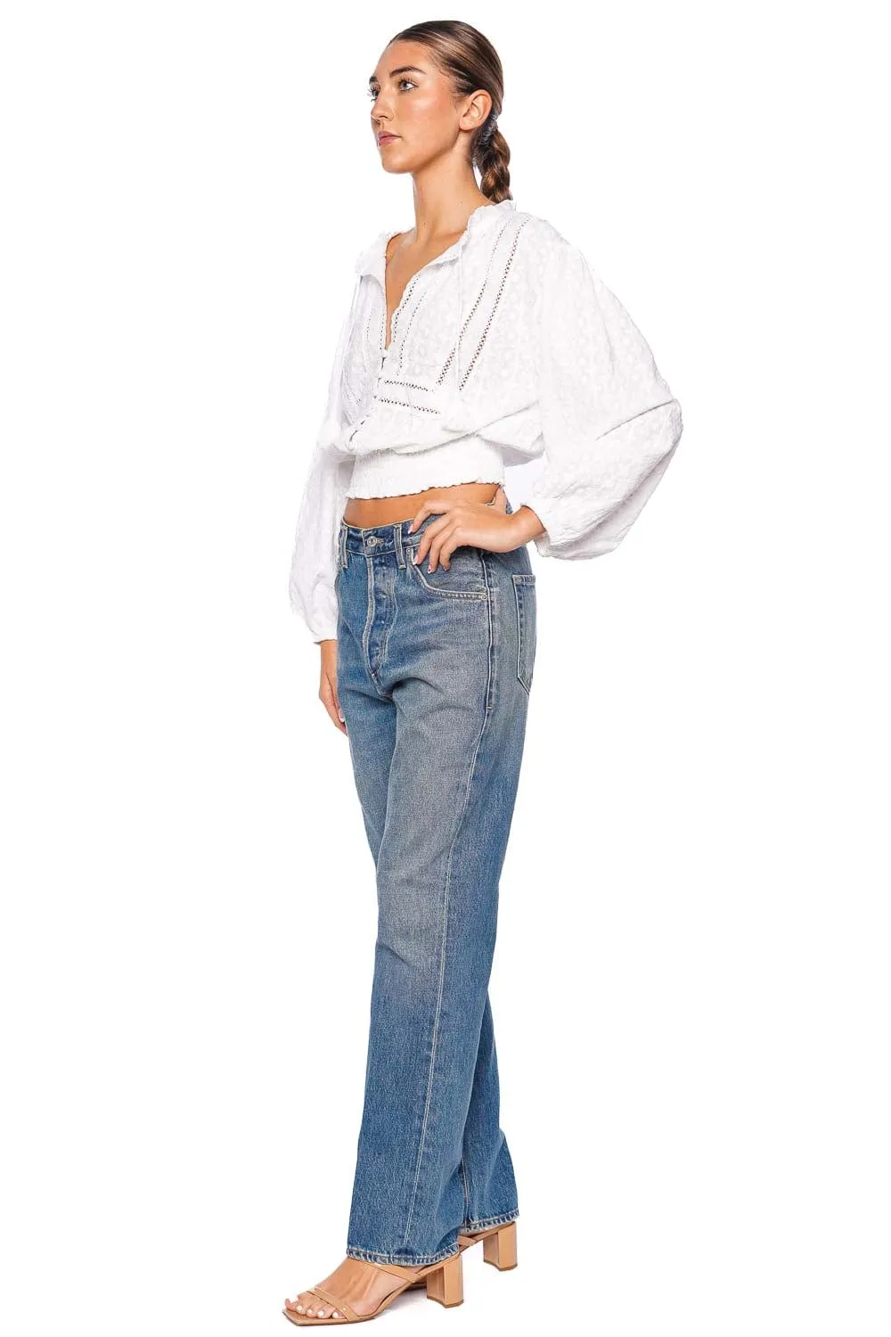 Pixi Embroidered Cotton Cropped Top