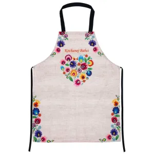 Polish Lowicz Folk Art Kitchen Apron for Loving Grandma (Kochanej Babci)