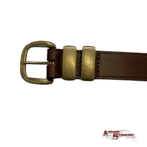 Porter Leather Belt Med Brown Antique Brass  1.5