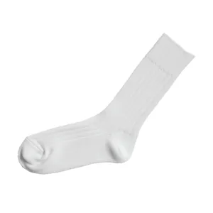 Praha Egyptian Cotton Ribbed Crew Socks - Off White