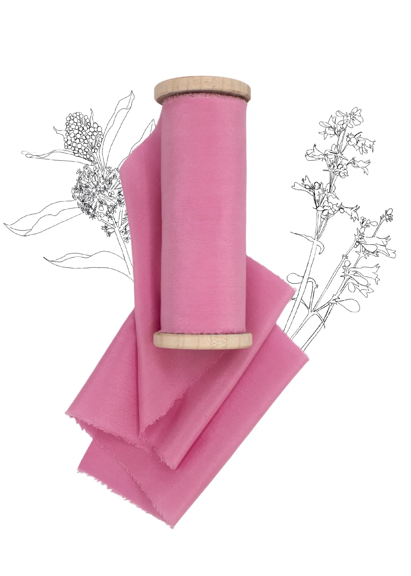 Prairie Smoke Pink Crepe de Chine Silk Ribbon