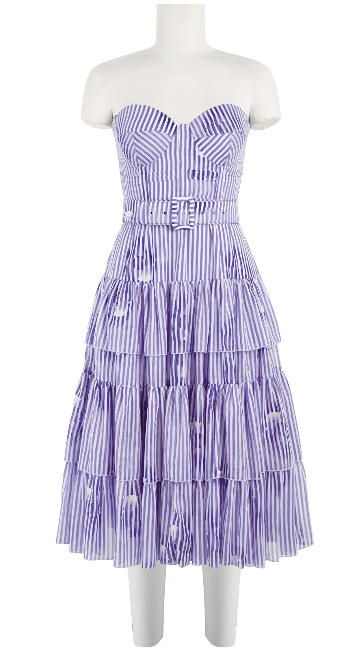 Preen Dress Bra Strapless Long Length Cotton Musola (Oxford Stripe)