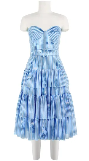 Preen Dress Bra Strapless Long Length Cotton Musola (Oxford Stripe)