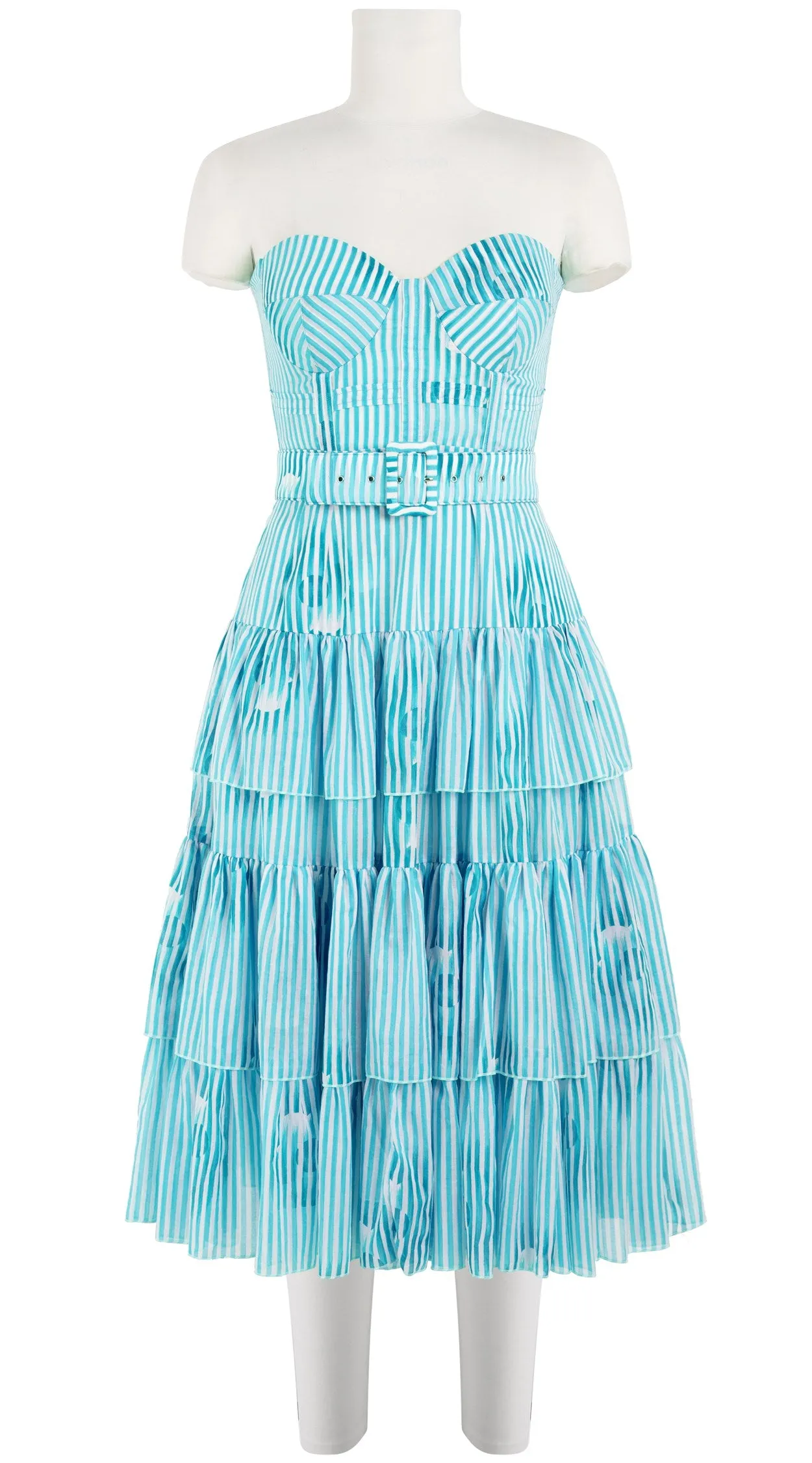 Preen Dress Bra Strapless Long Length Cotton Musola (Oxford Stripe)