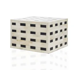 "Checkered" White and Black Horn Inlay Cremation Urn