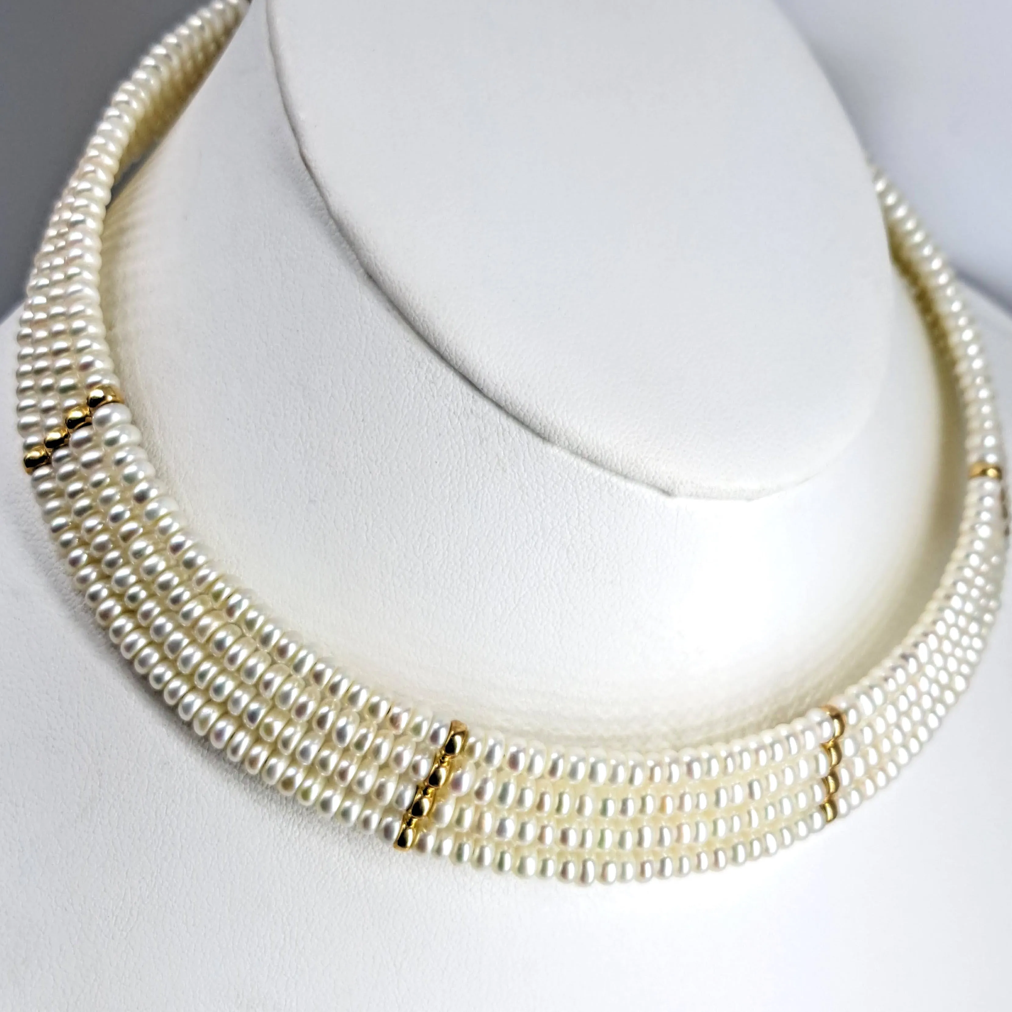 "Collar Me Beautiful" 16" Necklace - Pearls, 14K Gold