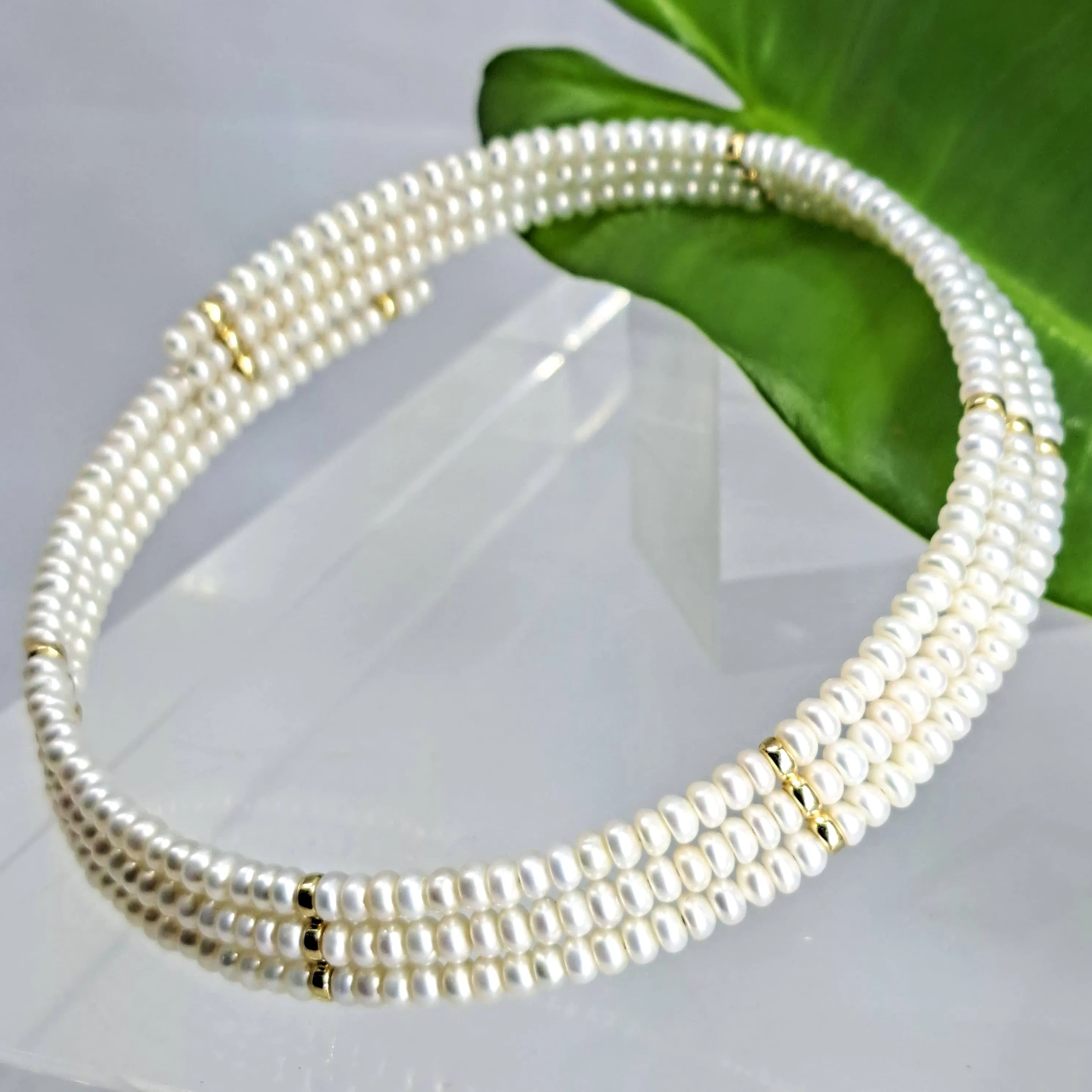 "Collar Me Beautiful" 16" Necklace - Pearls, 14K Gold