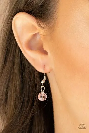 "Mega Modern" Silver Metal & Soft Pink Faceted Teardrop Bead Necklace Set