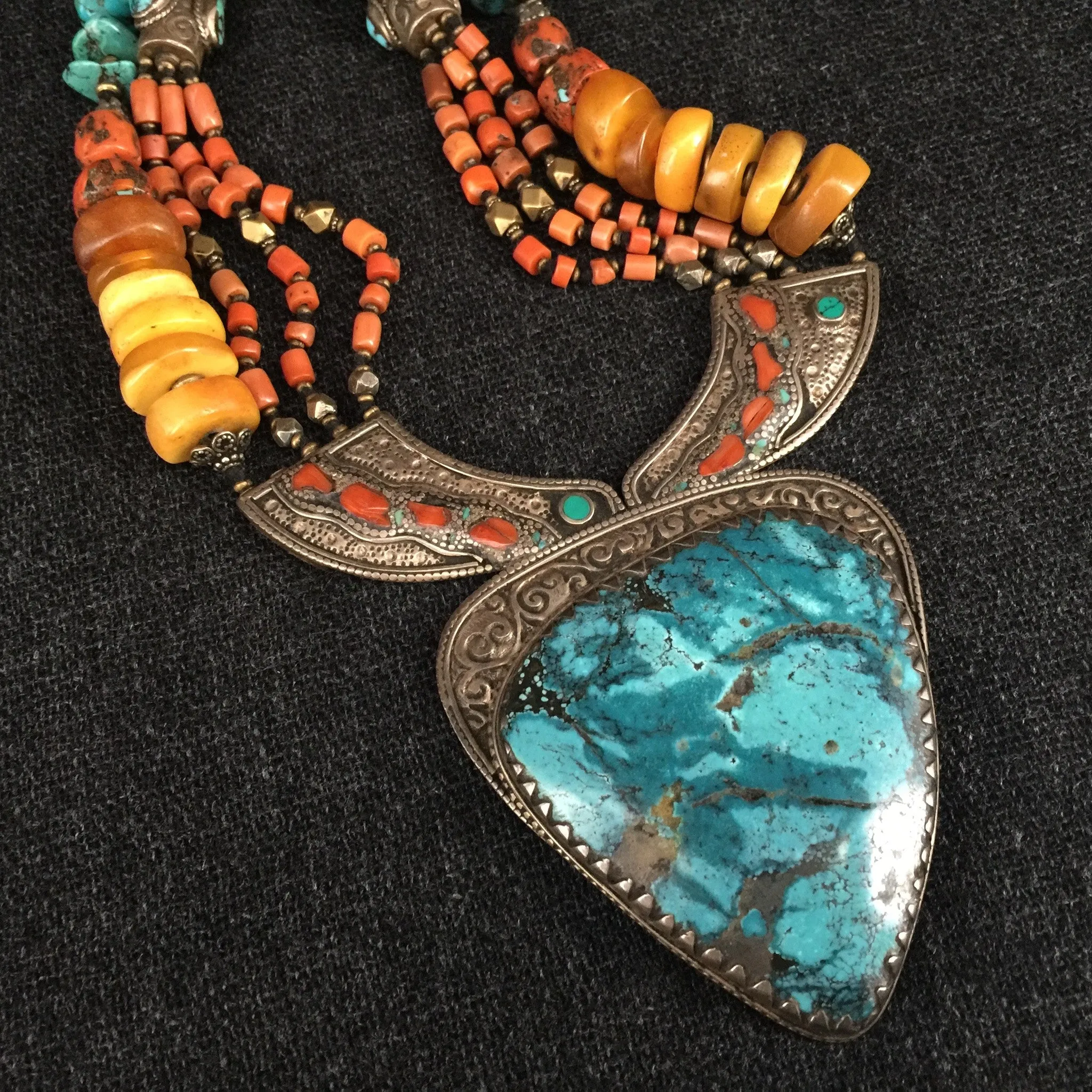 Rare Antique Tibetan 'Sharktooth' Necklace