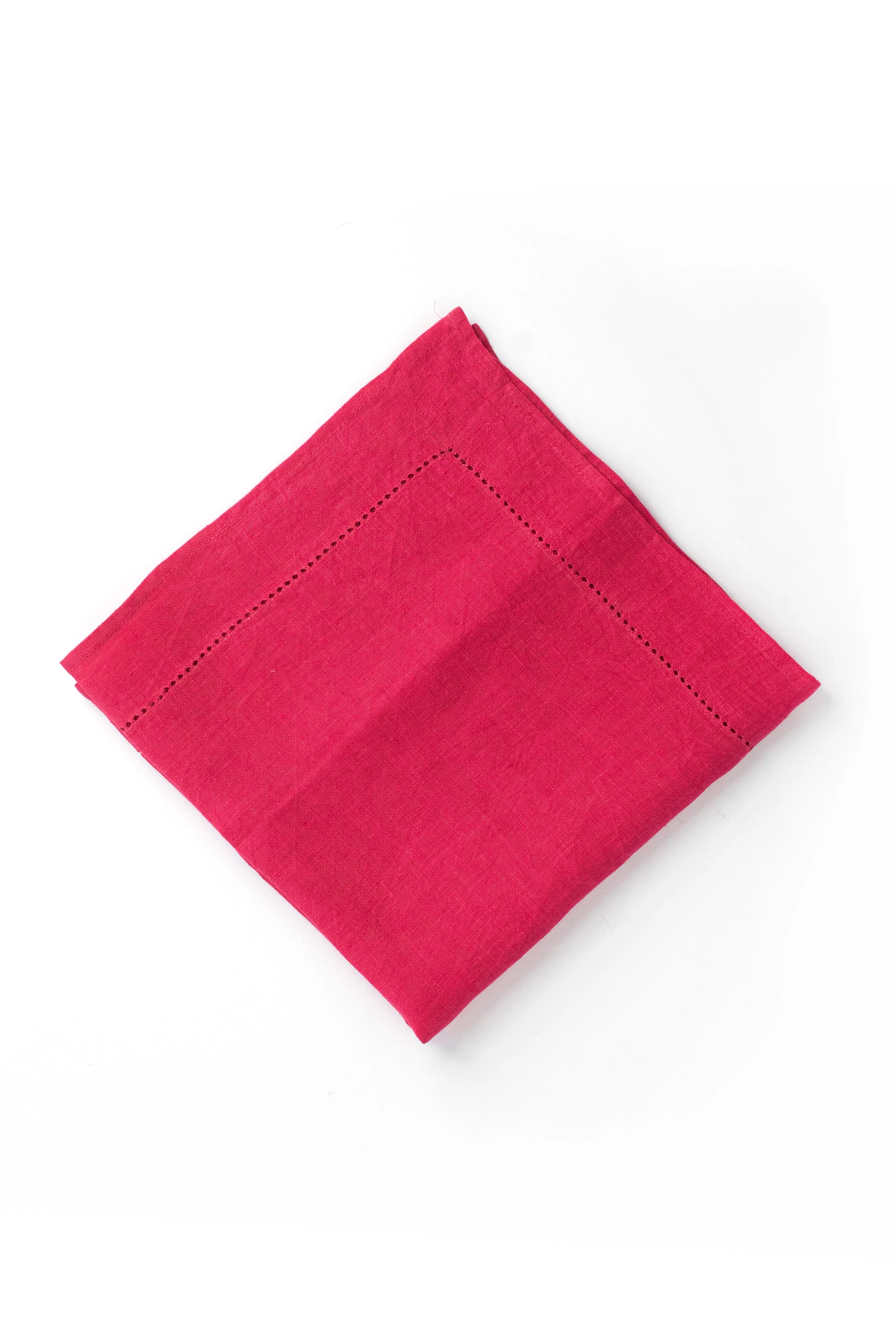 Raspberry Pink Hemstitched Linen Napkin
