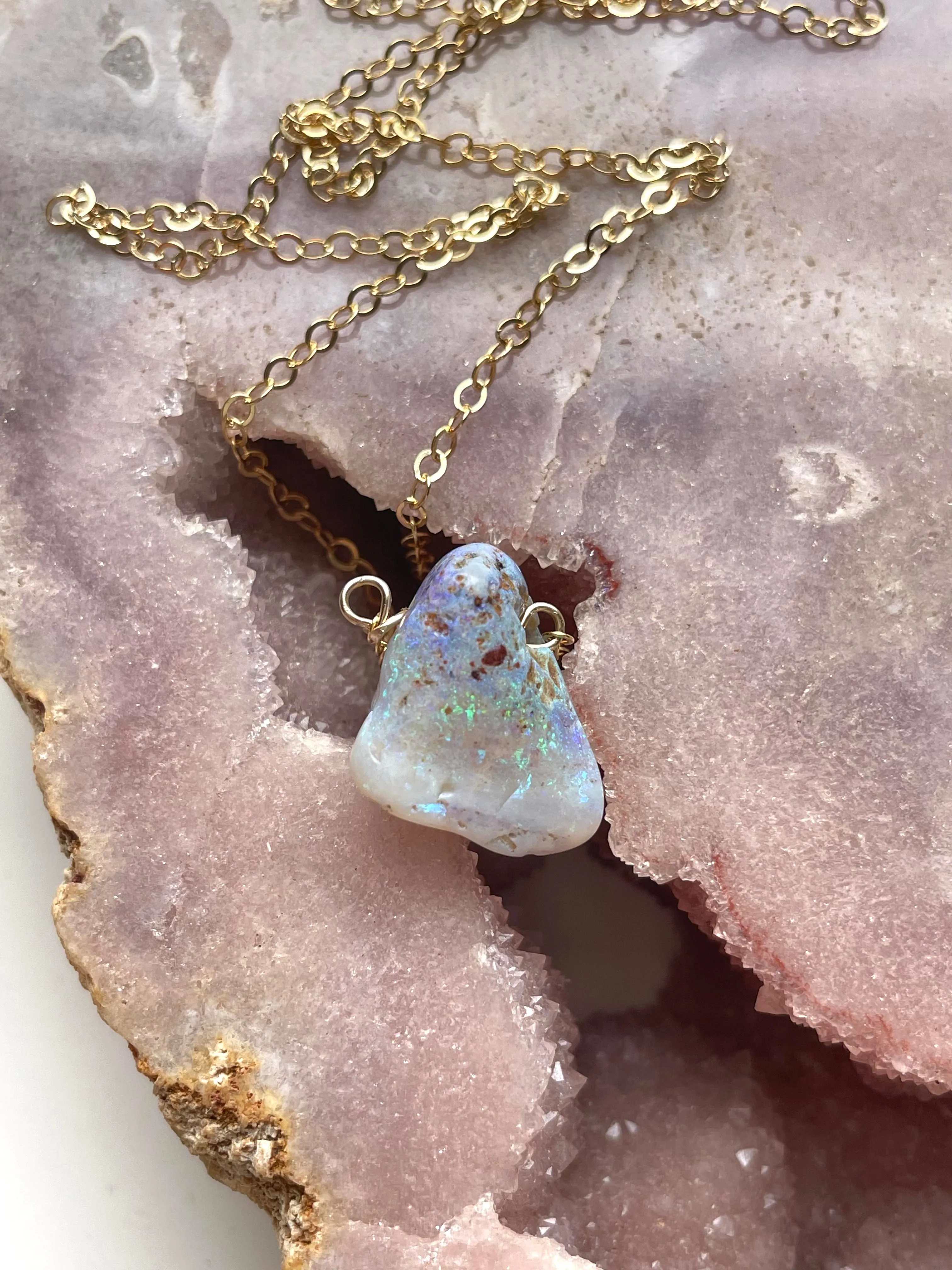 Real Raw Australian Opal Necklace