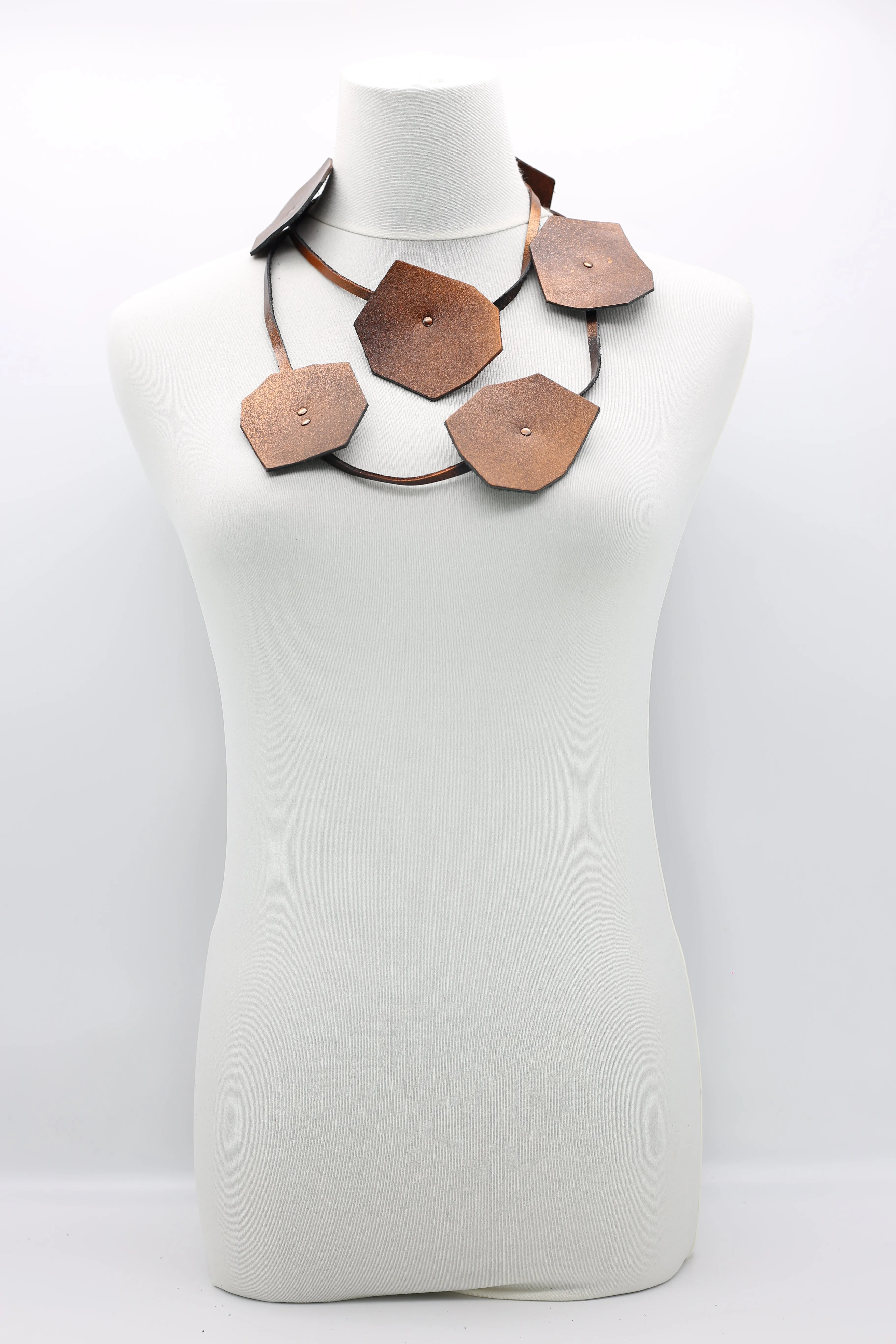 Recycled Leather Big Lotus Necklaces