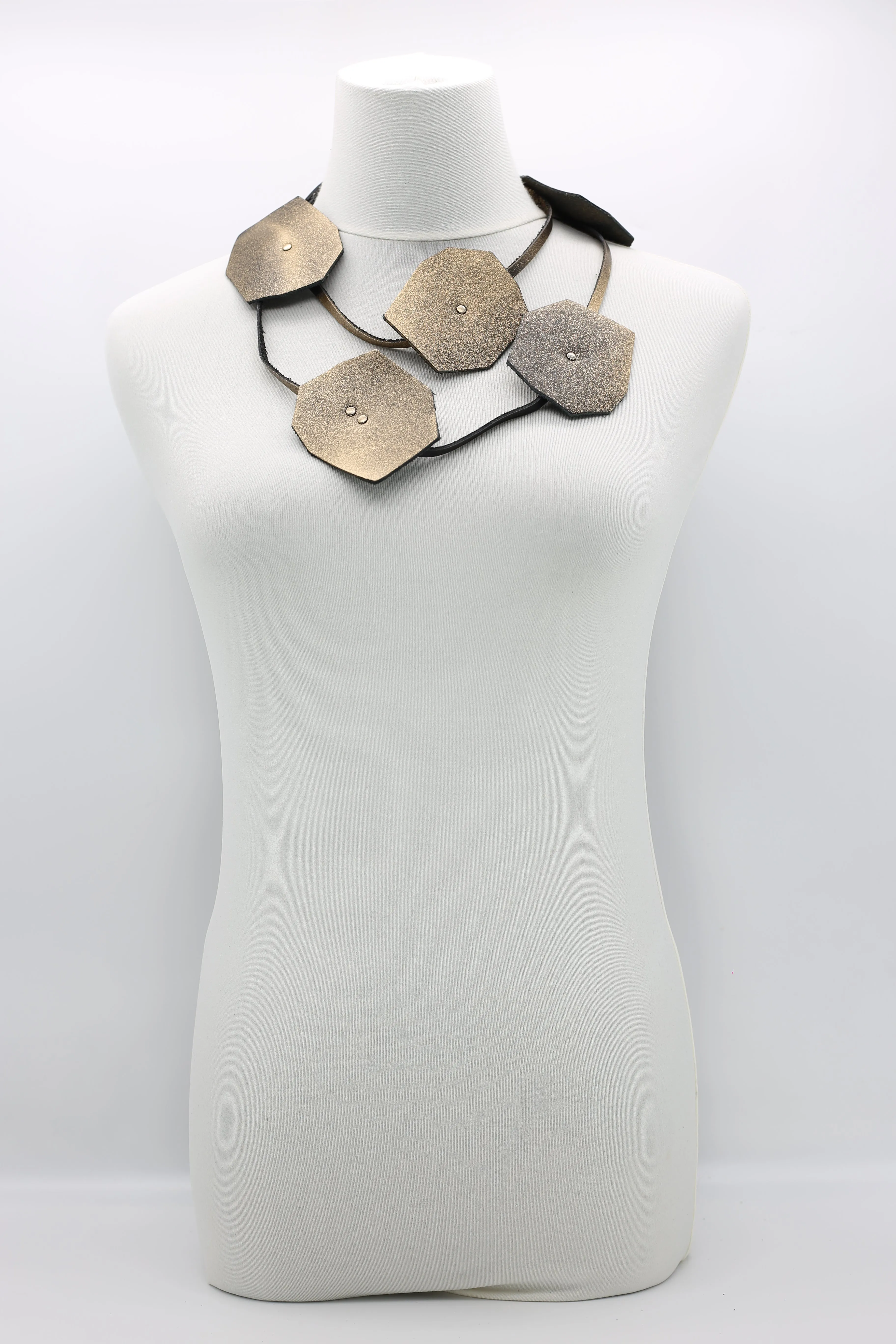 Recycled Leather Big Lotus Necklaces