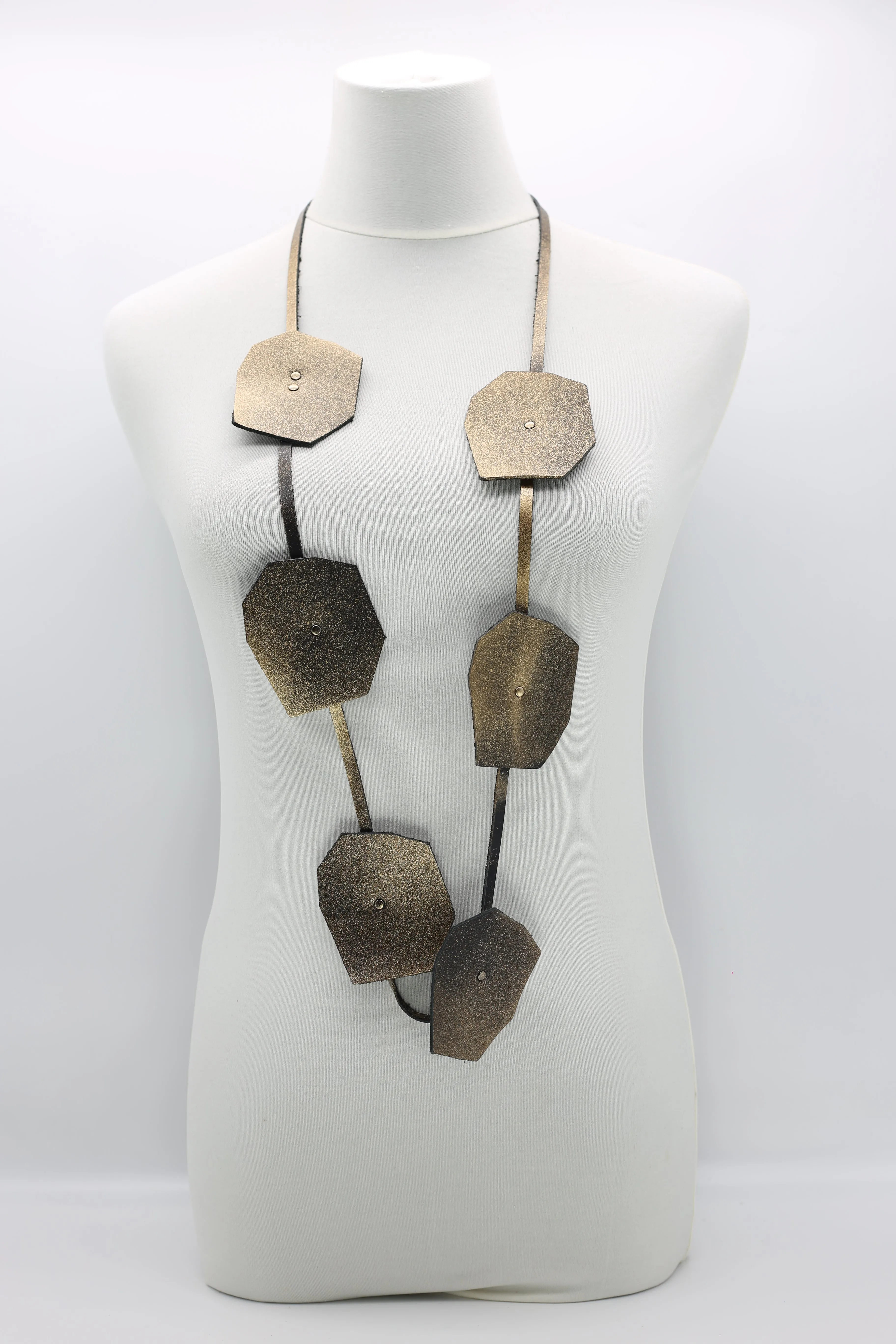 Recycled Leather Big Lotus Necklaces