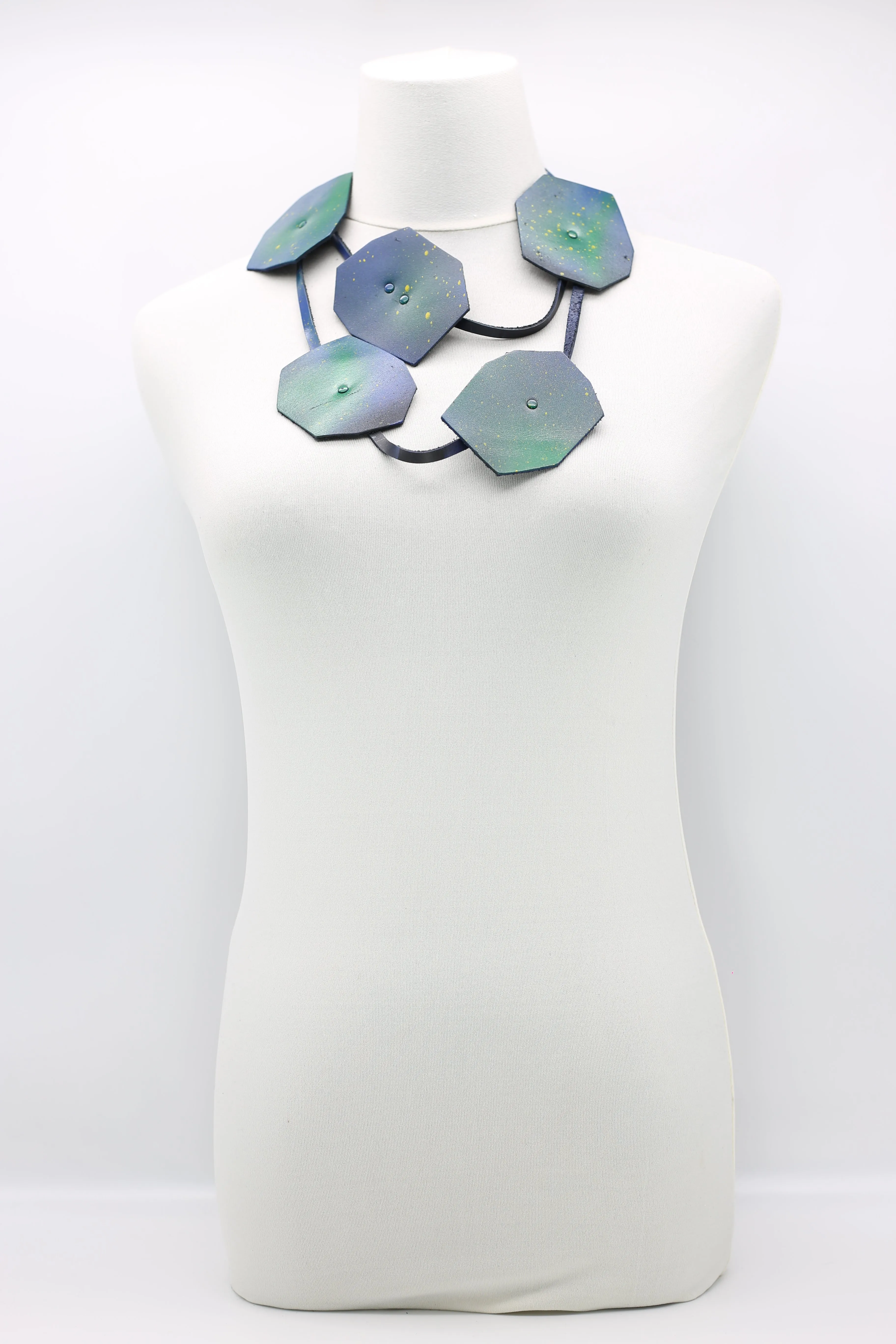 Recycled Leather Big Lotus Necklaces