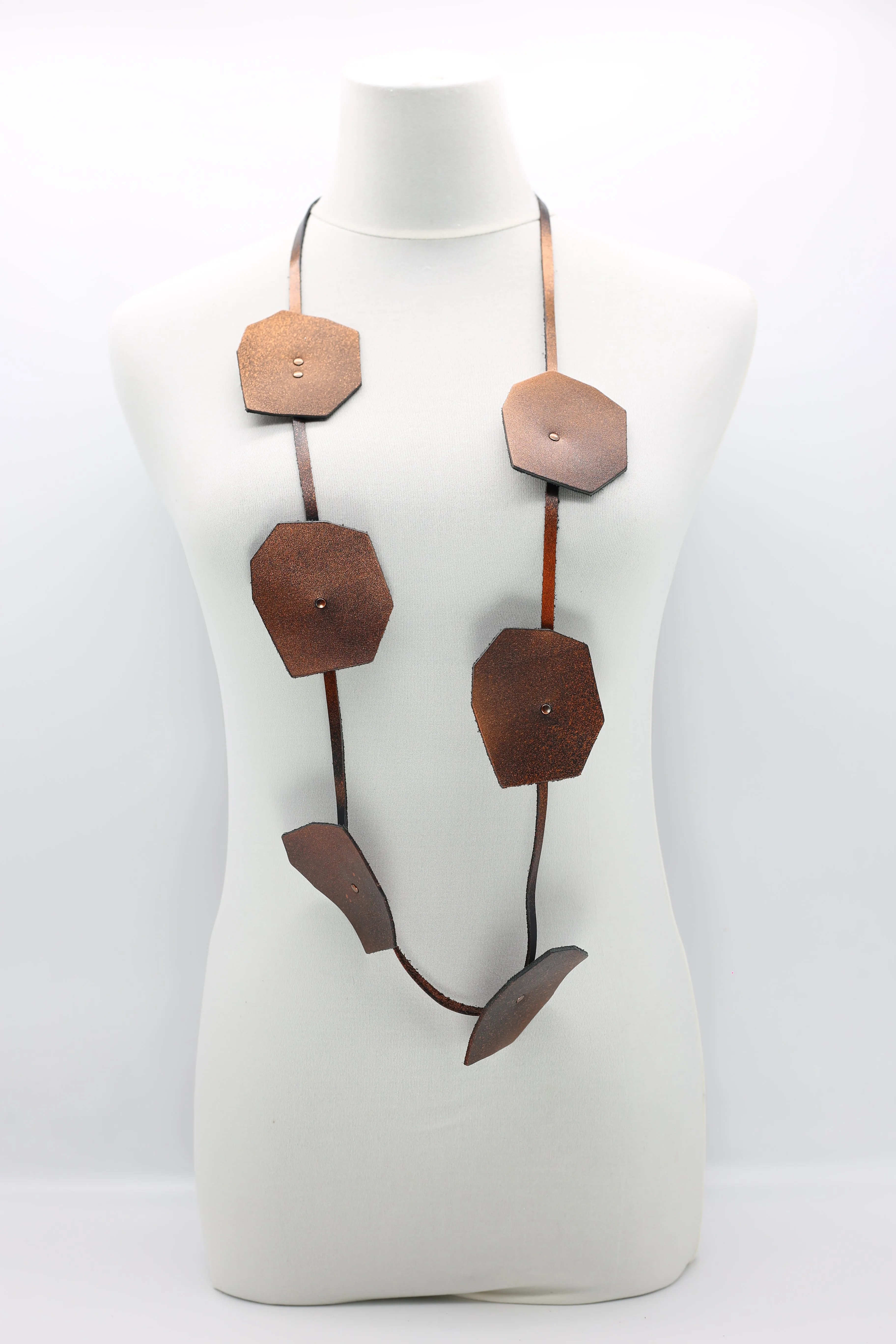 Recycled Leather Big Lotus Necklaces