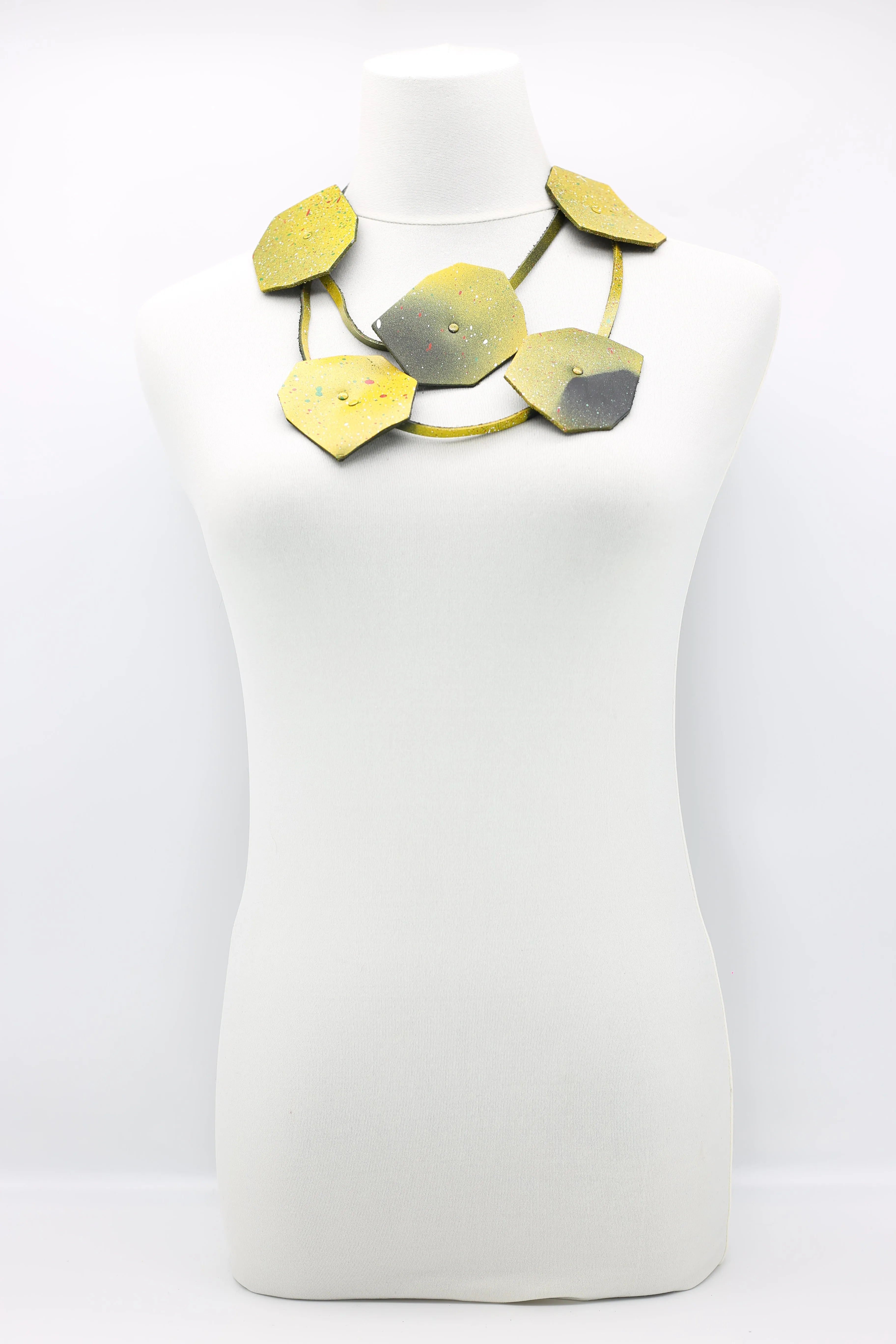 Recycled Leather Big Lotus Necklaces