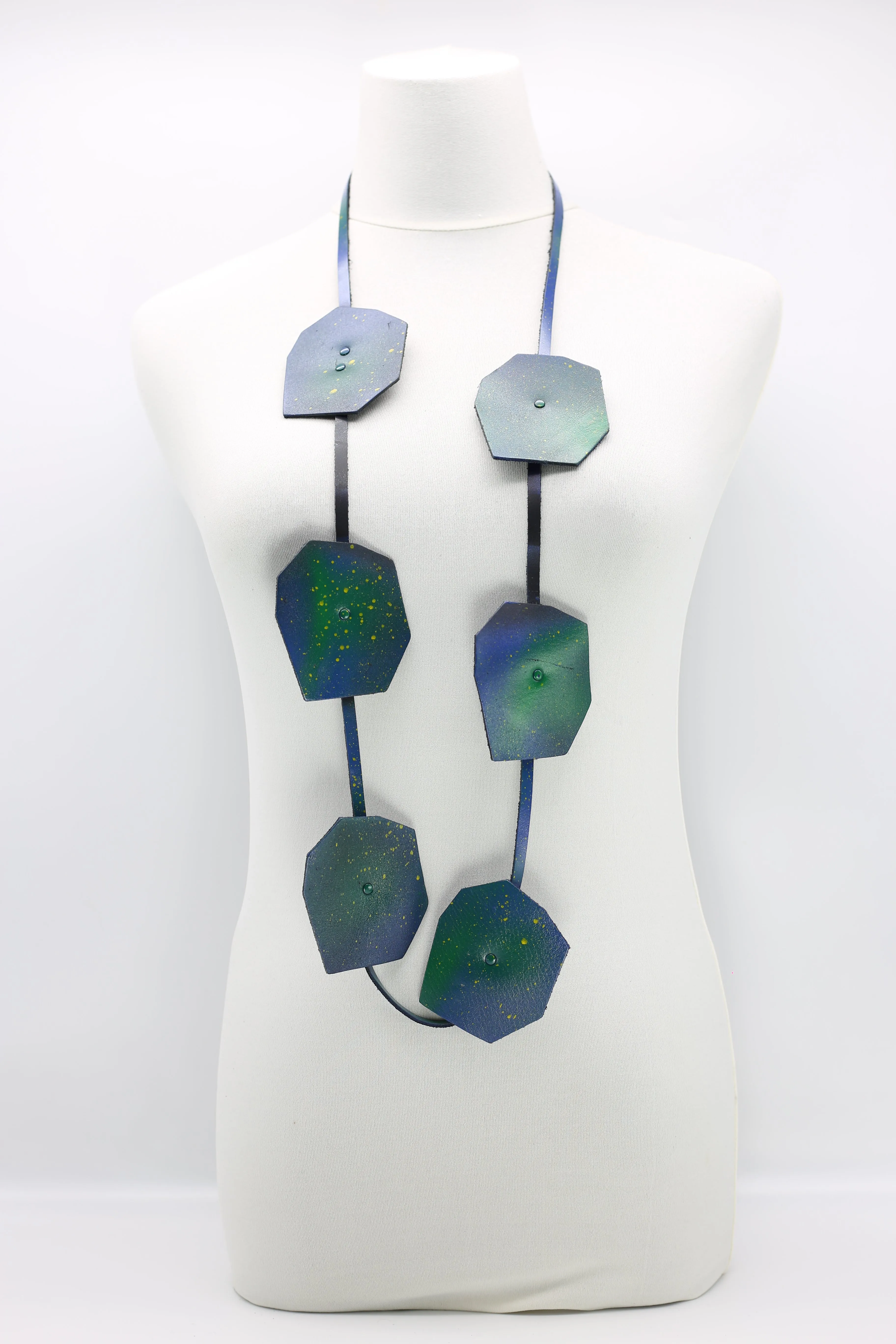 Recycled Leather Big Lotus Necklaces