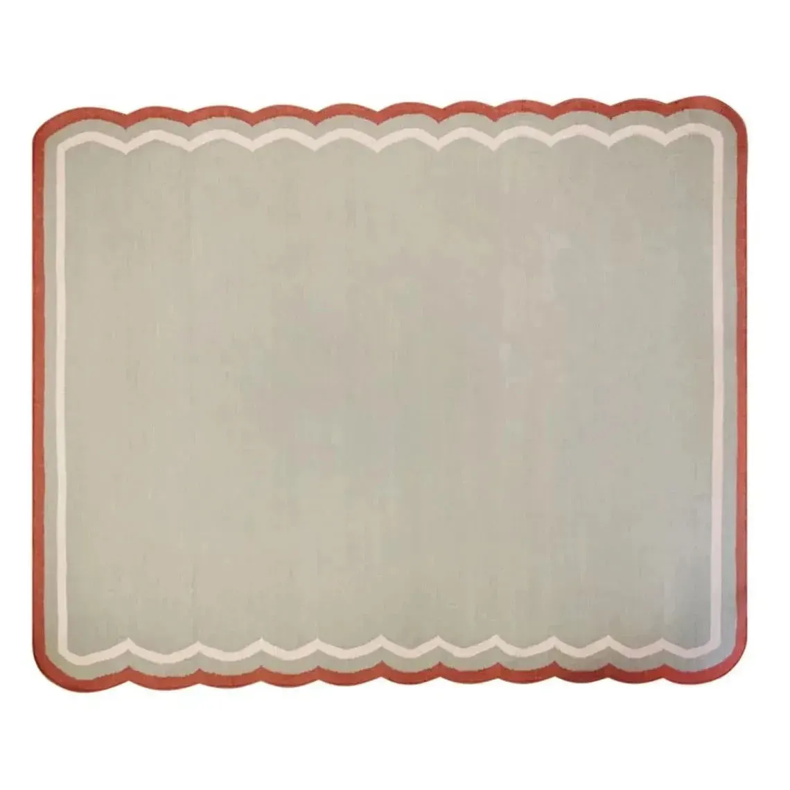 Red and Gray Scallop Cotton Rug
