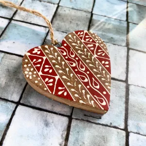Red Hand Painted Wooden Heart