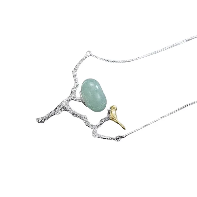 Retray Bird Necklace with Aventurine