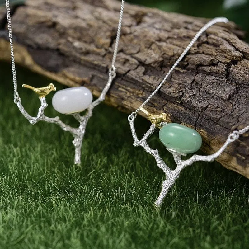 Retray Bird Necklace with Aventurine
