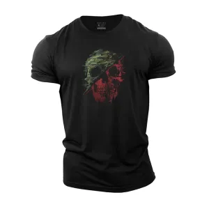 Retro Camouflage Skull Cotton T-Shirt