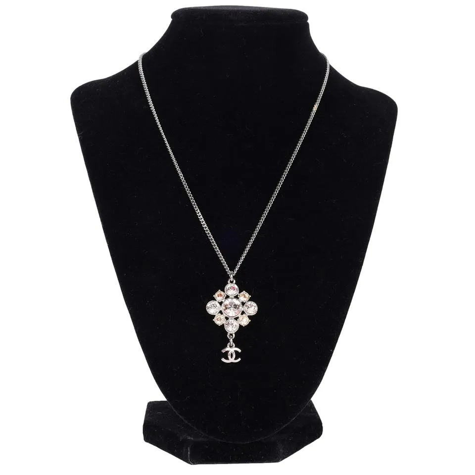 Rhinestone Silver Dangle Necklace (Authentic Pre-owned)