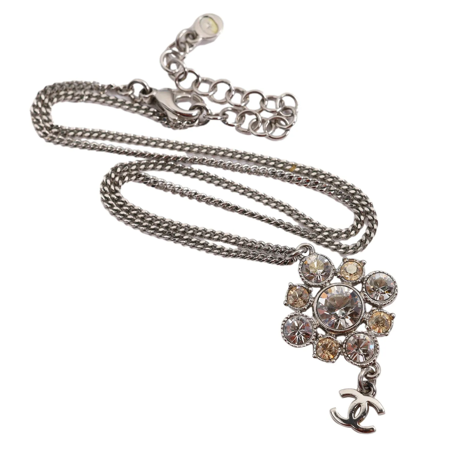 Rhinestone Silver Dangle Necklace (Authentic Pre-owned)