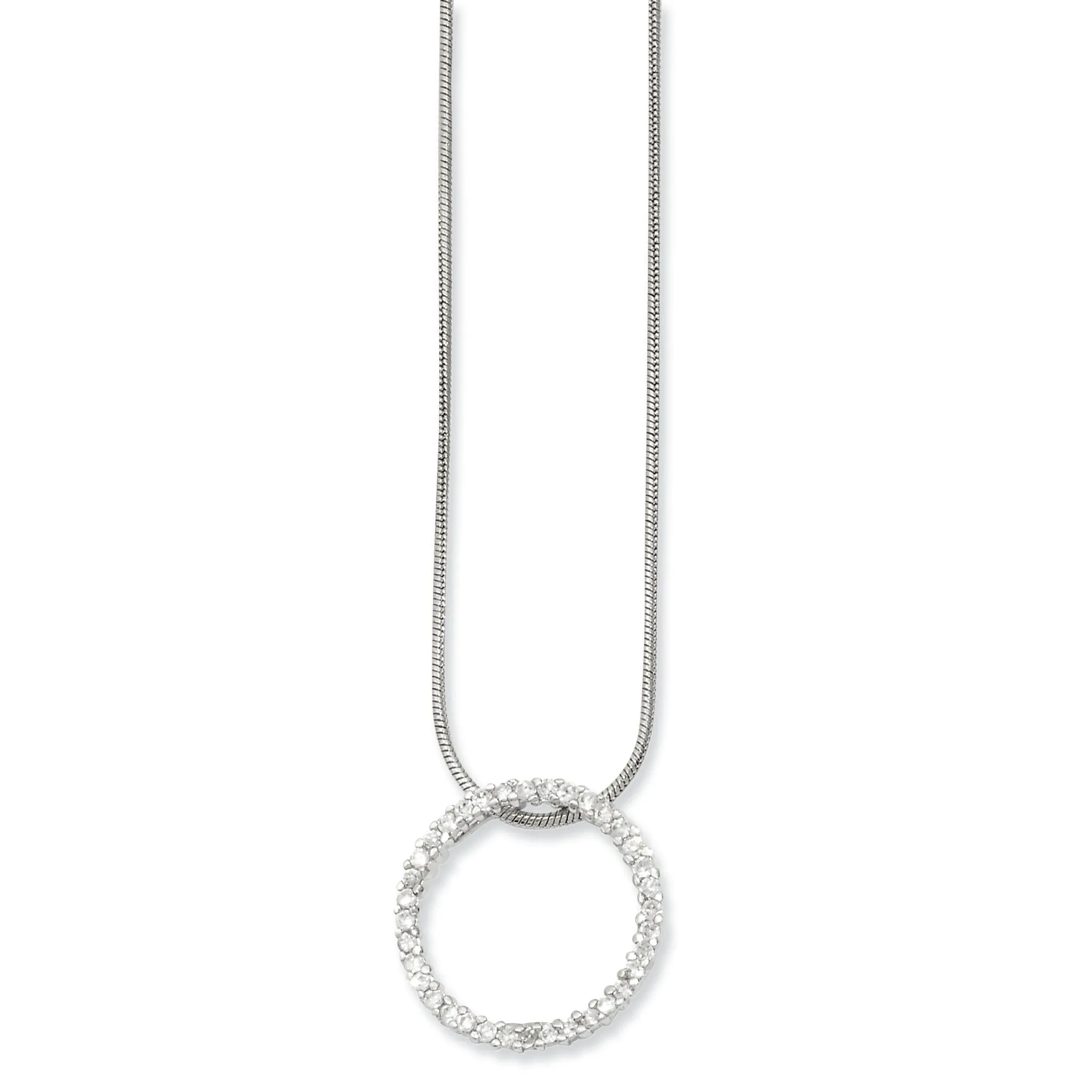 Rhodium Plated Cubic Zirconia Circle Necklace