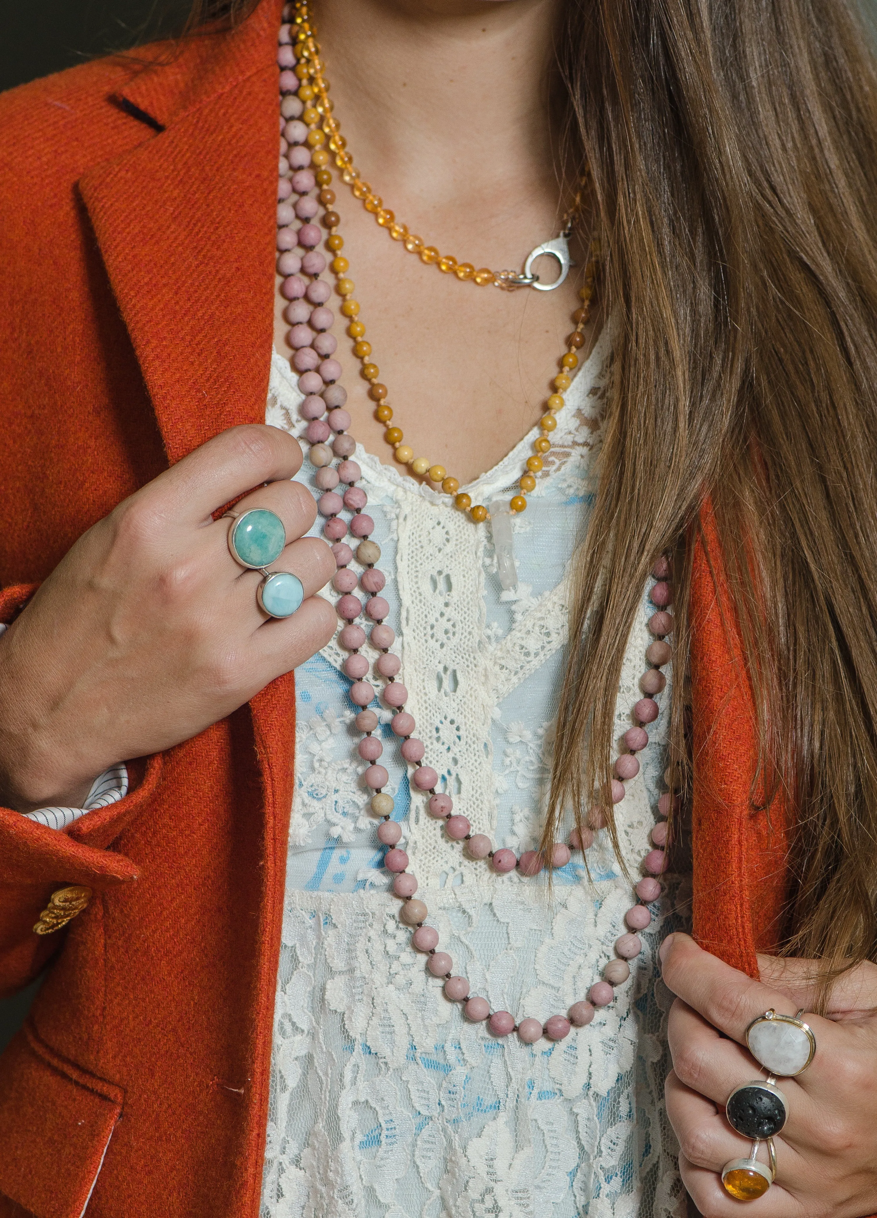 RHODONITE BEADS LONG